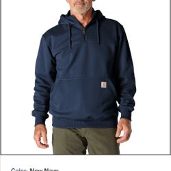 Carhartt New Navy, Rain Defender, Half Zipper Pullover Sweatshirt,  M