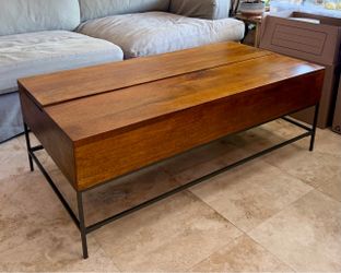 West Elm Industrial Solid Wood Storage Pop-Up Coffee Table
