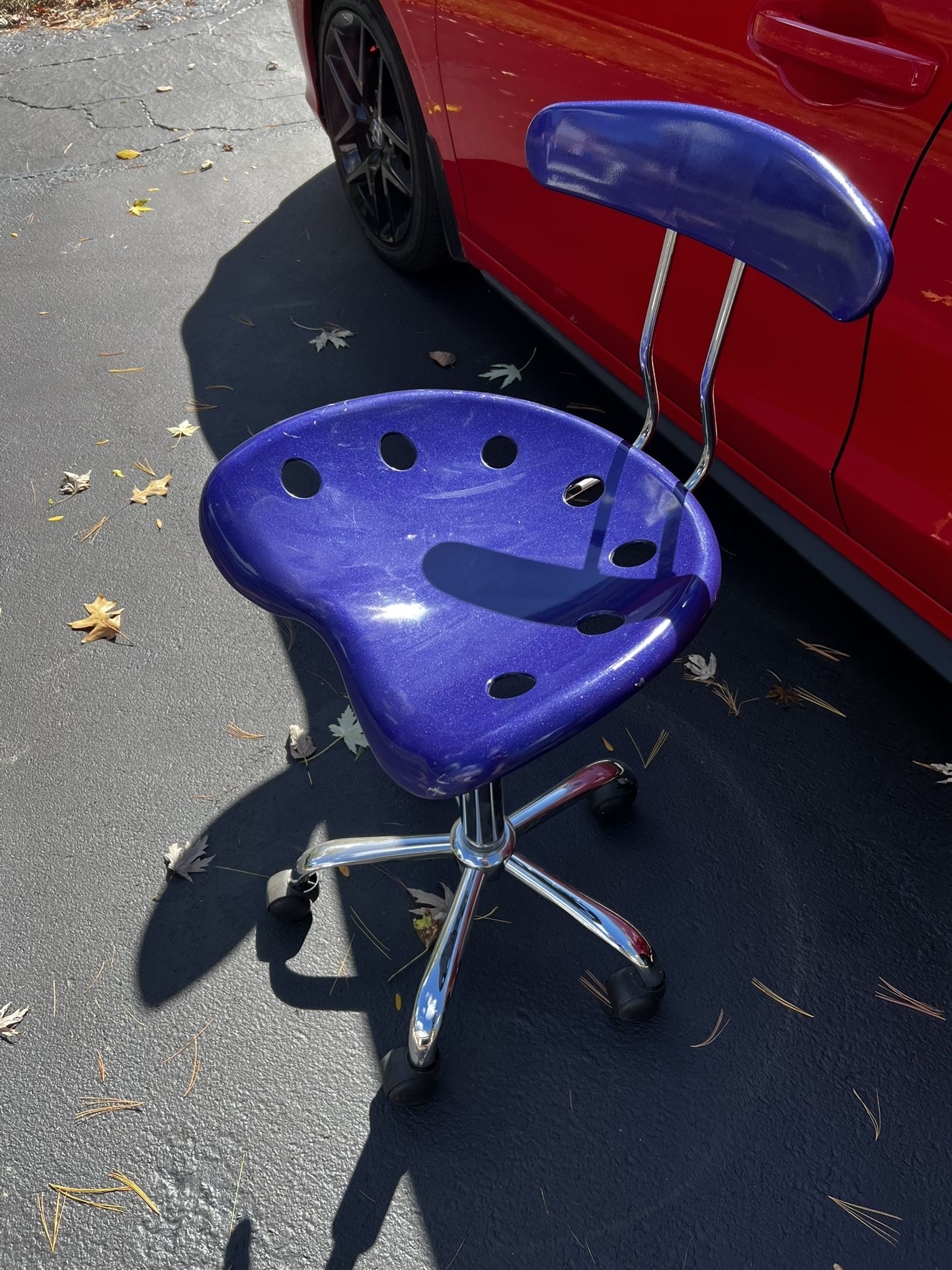 High-rise chair, eclectic and unique, Purple, works well, $59