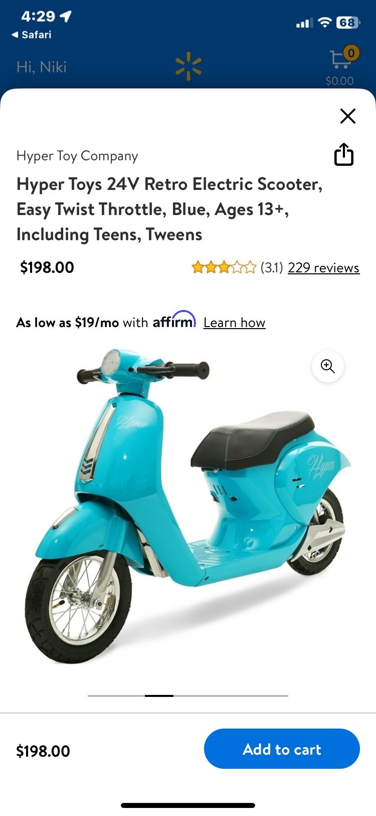 Kids Vespa With Charger 12+