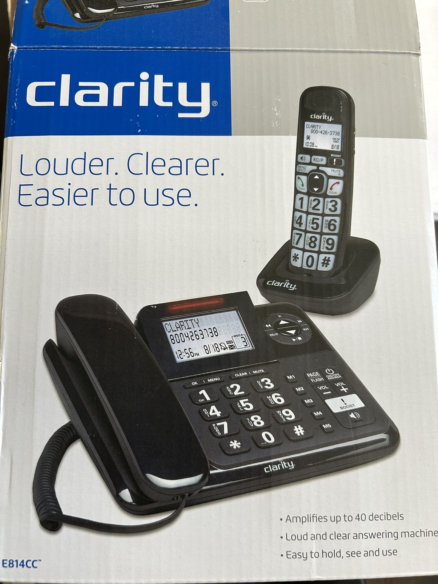 Clarity Amplified Cordless Phone & Corded Digital Answering Machine
