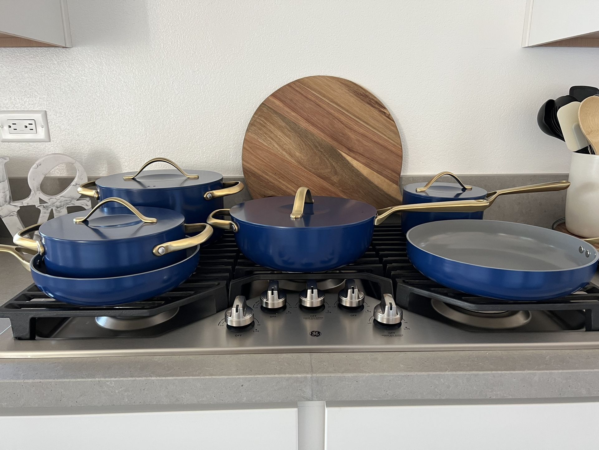 Members Mark 11 pc Ceramic Cookware Set (Blue & Gold) for Sale in
