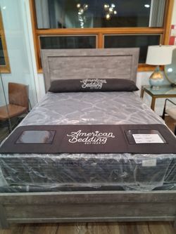 Beautiful gray panel queen bed (New)