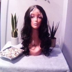 360 Lace 26in Black Wavy Wig 