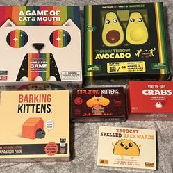 6 Exploding kittens Brand Games And Card Game Lot! (Brand New/Sealed)