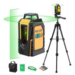 PREXISO 360° Laser Level with Tripod, 100Ft Cross Line Leveler- Green Horizontal Line Laser Level Self Leveling for Construction, Floor Tile Renovatio