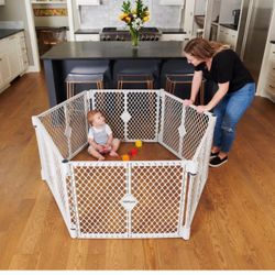 Toddleroo by North States Superyard 6 Panel Free Standing Play Yard, Indoor or Outdoor Baby Playpen, Baby Gate. Made in USA. 5.5 feet Corner to Corner