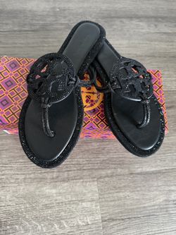 Black Rhinestone Tory Burch Sandal