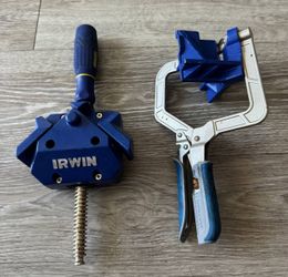 IRWIN Corner Clamp & Auto-Adjust Face Clamp Woodworking Clamp Lot Used