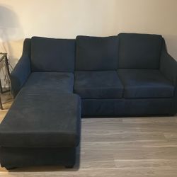 Black Fabric Couch with Lounger