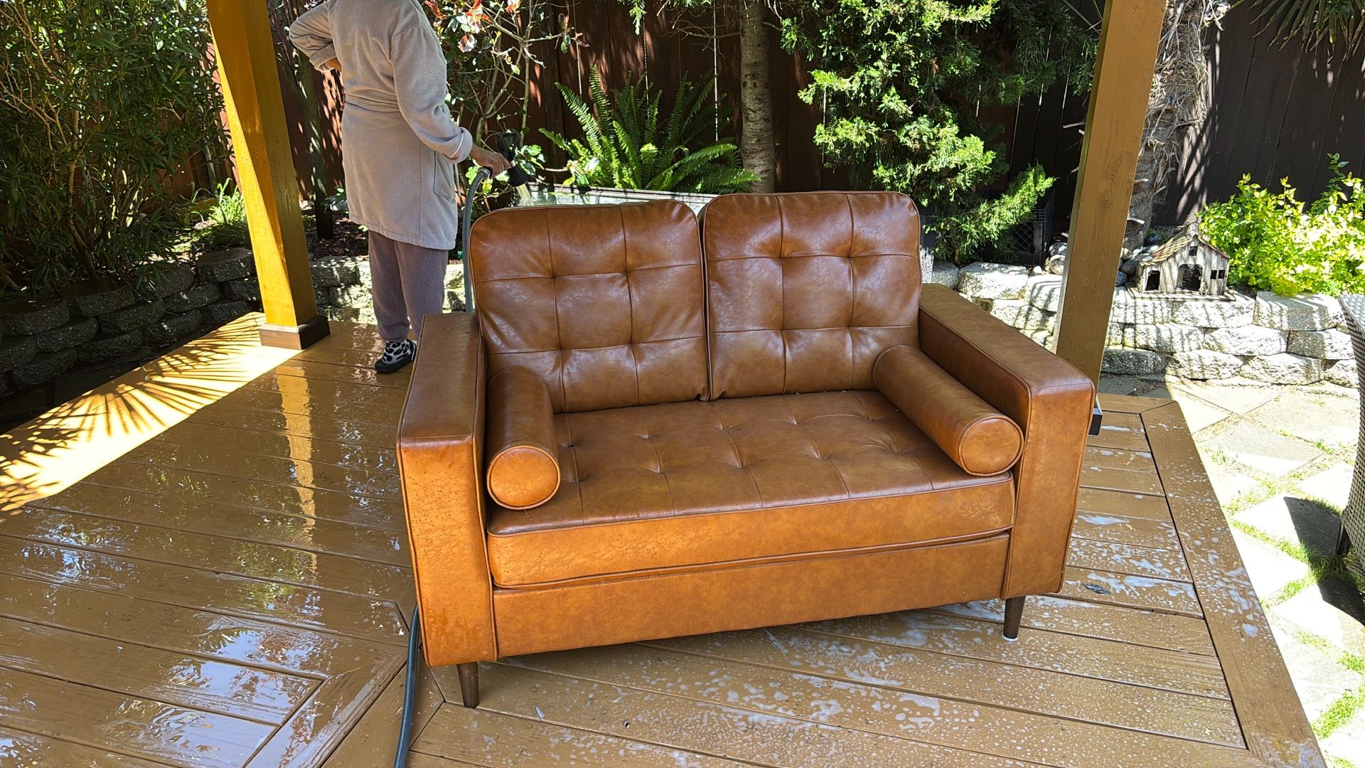 Love Seat Leather Sofa Brown