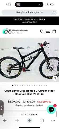 Used Santa Cruz Nomad C Carbon Fiber Mountain Bike-2015, XL