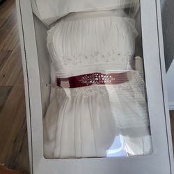 Wedding Dress W/ Red Sash