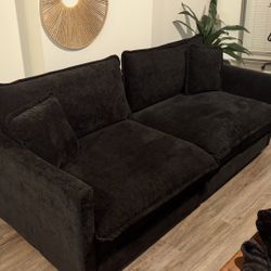Modern Black Couch + Ottoman – Like New