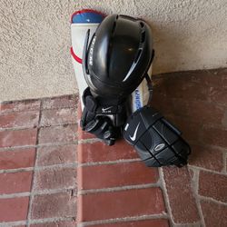 Hockey Helmet& Leg Guards& Gloves