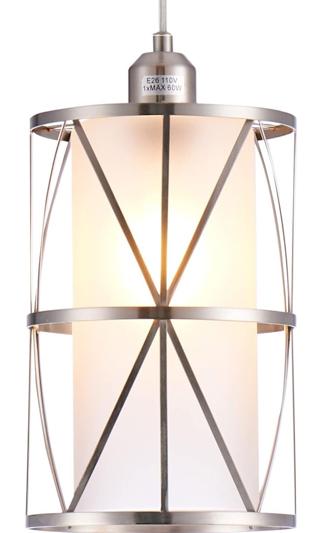 Modern Brushed Nickel Pendant Light with Frosted Glass
