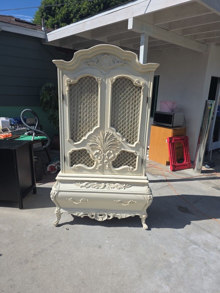 Vintage French Provincial Armoire Cabinet