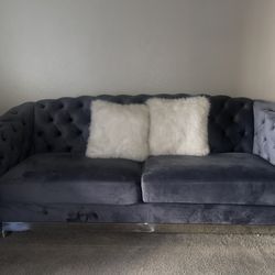 Velvet Grey Couch 