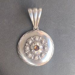 Vintage Silver Pendant With Yellow Topaz 