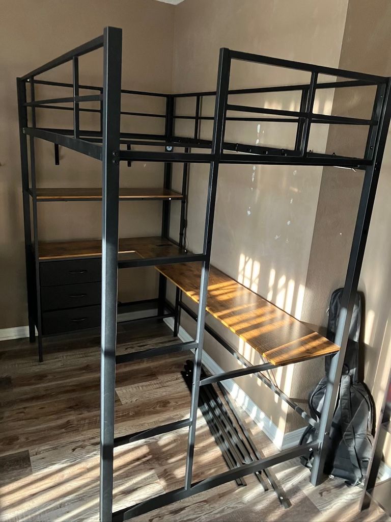 Twin Loft Bed With Desk & Drawers