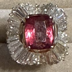 Diamond And Pink Tourmaline Cocktail Ring