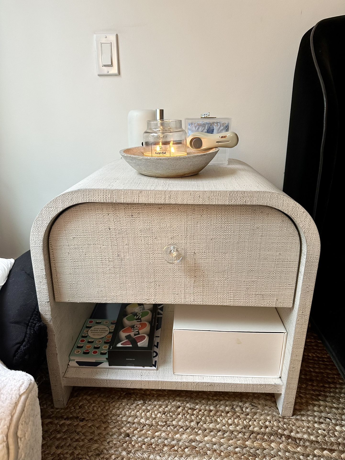ARCHER LACQUERED LINEN NIGHTSTAND