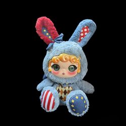 MengQi × Tangchang Chaoshe 600% Plush Blind Box – Blue Bunny – Designer Art Toy – Excellent Condition