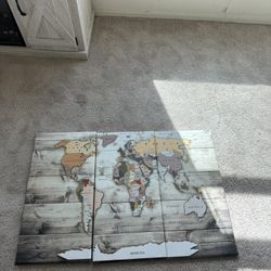 World Map 3 Piece Art
