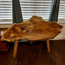 Teak rustic wood bench
