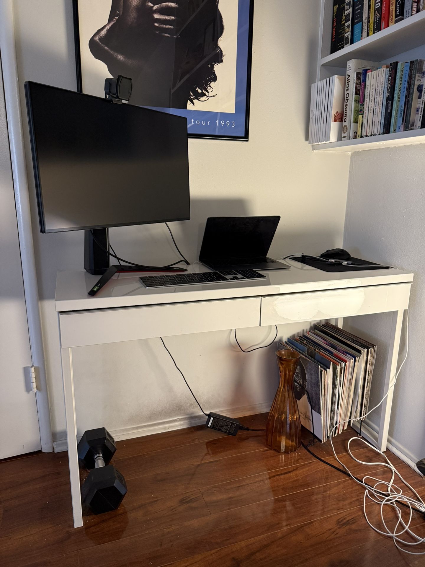 Ikea Micke Desk, White Acrylic With Free Lamp