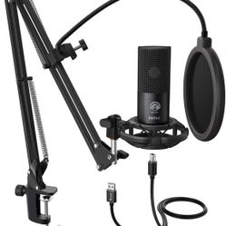 Studio Condenser USB Microphone Computer PC Microphone Kit with Adjustable Boom Arm Stand
