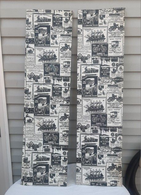 Wooden panels wrapped with vintage style prints (set 2) $35