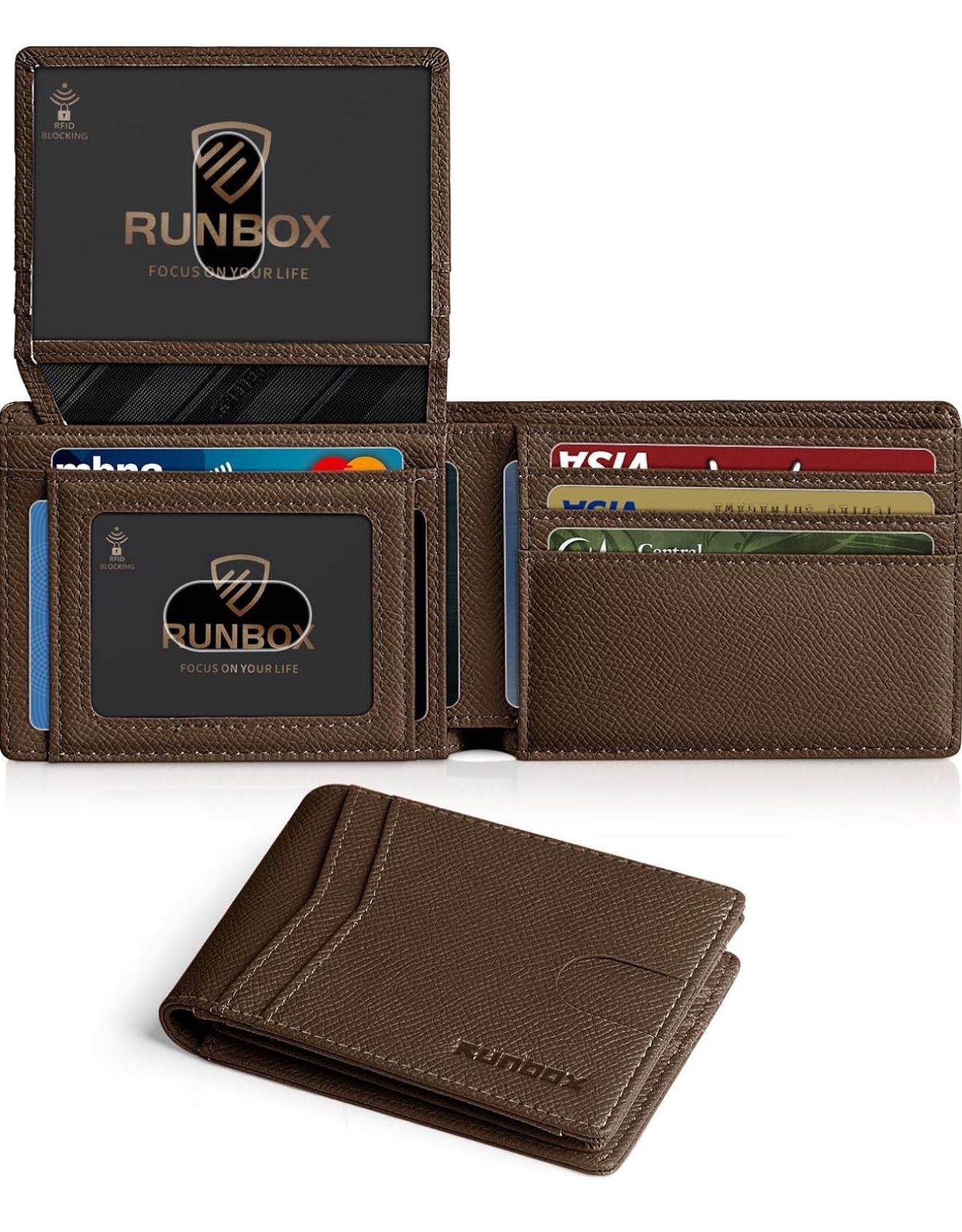 Brandnew Wallet for Men Slim Rfid Leather 2 ID Window With Gift Box