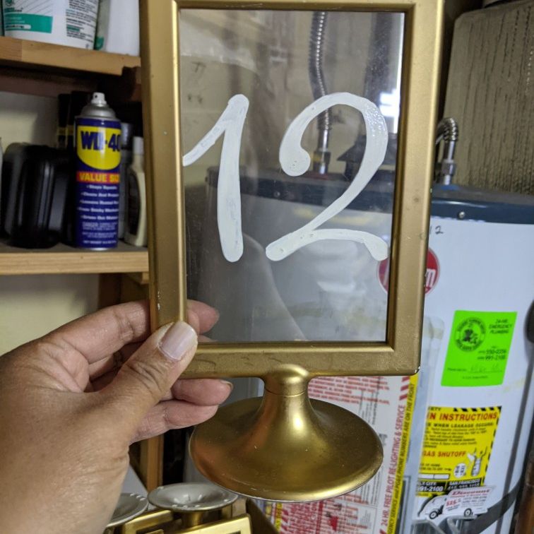 Gold Frame Table Numbers 1-15