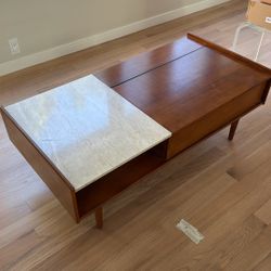 Wood And Marble Coffee Table 