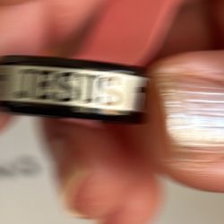 Size 8, Ring Jesus Cross Stainless Steel, And Black Faith, Religious Jewelry