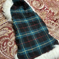 New Size Small Plaid W/Hood Dog Coat