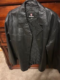 Burnside Black Leather Button-Front Jacket