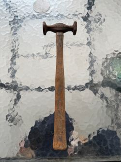 Vintage Auto Body Hammer, Wood Handle. Metal is rusted wood is chipped