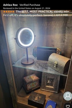Lighted Makeup Mirror with 1X/7X Magnification, Cordless Tabletop Mount Vanity Round Mirror with 360° Swivel Design and Double Sided Cool Tone LED Rin
