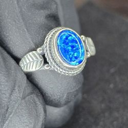 Blue Opal Set In Solid Sterling Silver (New)