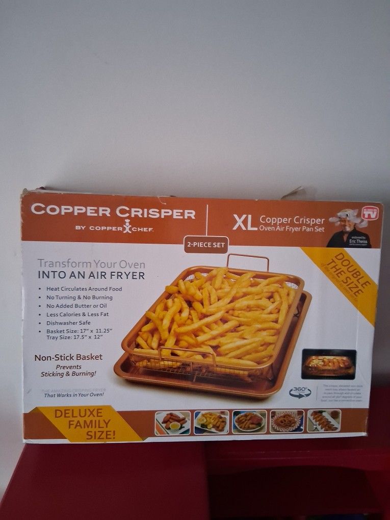 XL Copper Crisper Oven Air Fryer Pan Set
