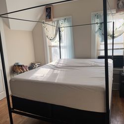 queen size canopy bed frame and mattress