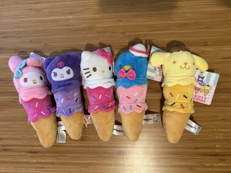 Hello Kitty And Friends 7” Ice Cream Cone Plush Bundle 