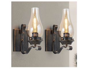 14) Yisuro Wall Sconces Sets of 2, Oil Rubbed Bronze Hardwired Wall Sconce Indoor, Retro Rustic Wall Lamps with Amber Glass,Vintage Bedside Sconces Wa