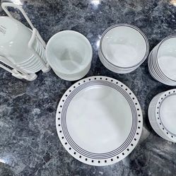 Corelle Vitrelle Dish Set Black & White (set of 12)