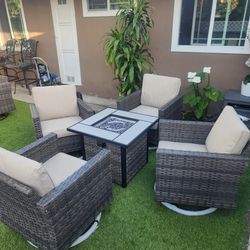 New Assembled Patio Set/ Outdoor Furniture/ Conversation Set  With Swivel Chairs