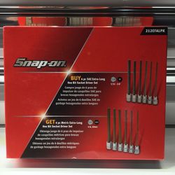 Snap-On SAE & Metric Extra-Long 3/8" Socket Driver Hex Bit Set 12 pieces