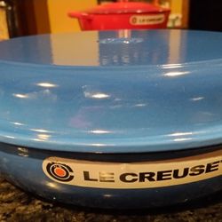 NEW Le Creuset Marseille/Blue 3.5 Qt, 11.75" Shallow Casserole W Braiser Grill Lid $350