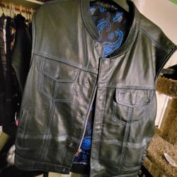 3XL Leather Motorcycle Vest 
